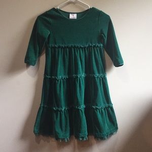 Hanna Andersson Tiered Twirly Velour Dress sz 130